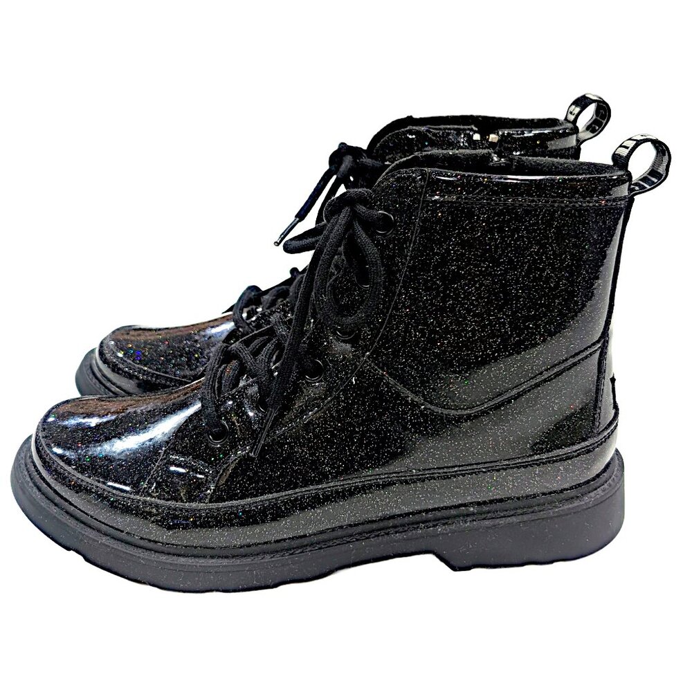 UGG Robley Glitter Black Shiny Big Kids Zipper Boots Size 6 Excellent Condition - Picture 3 of 9